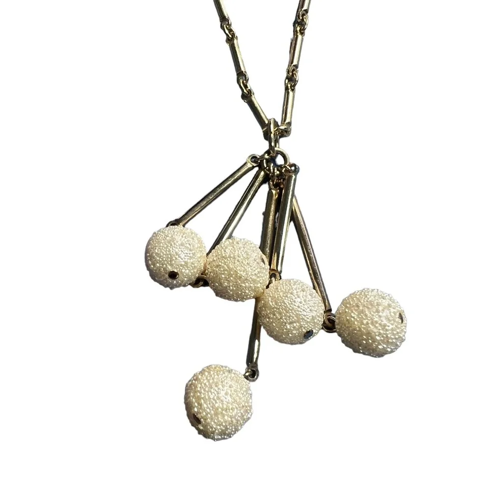 Vintage‎ Sarah Coventry Necklace Bar Chain with Dangling Frosted Sparkle Beads